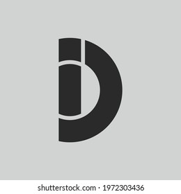 initial letter logo D inside circle shape, DI, ID, I inside D rounded upper case black monogram