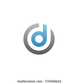 initial letter logo d inside circle shape, od, do, d inside o rounded lowercase blue gray