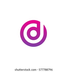 initial letter logo d inside circle shape, od, do, d inside o rounded lowercase purple pink