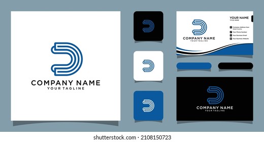 initial letter logo D, logo template designs with business card design template