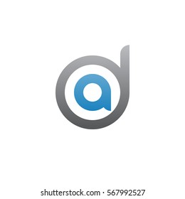 initial letter logo da, ad, a inside d rounded lowercase blue gray