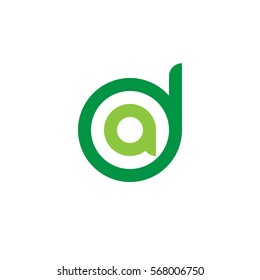 initial letter logo da, ad, a inside d rounded lowercase green flat