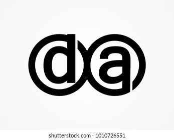 Initial letter logo da lowercase related in circles black