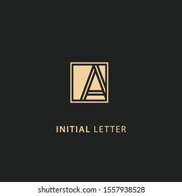 Initial letter a logo dark concept with square element template