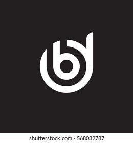 initial letter logo db, bd, b inside d rounded lowercase white black background