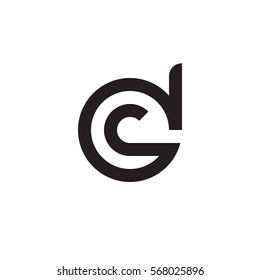 initial letter logo dc, cd, c inside d rounded lowercase black monogram