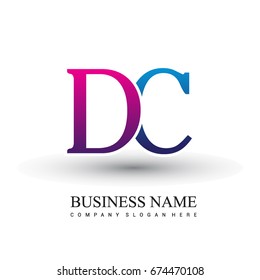 initial letter logo DC colored red and blue, Vector logo design template elements for your business or company identity