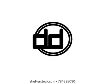 Initial letter logo dd lowercase in a black oval circle