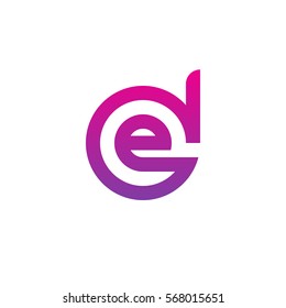 initial letter logo de, ed, e inside d rounded lowercase purple pink