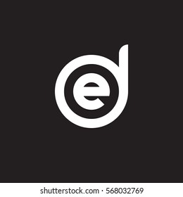 initial letter logo de, ed, e inside d rounded lowercase white black background