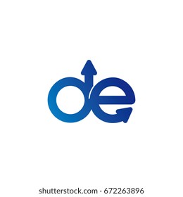 initial letter logo de, ed, d, e, arrow rounded lowercase blue