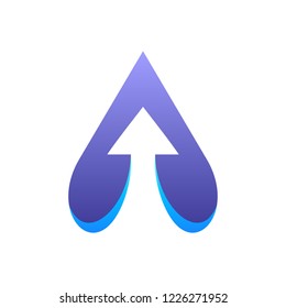 Initial letter A logo design with up arrow/arrowhead/spears
