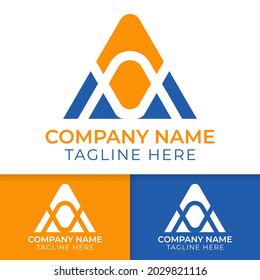 initial letter a logo design. blue and orange letter a logo design good for company and business