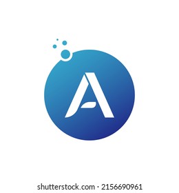 Letra inicial Diseño de logotipo A con círculo y punto. Plantilla de vectores de diseño de logotipos.