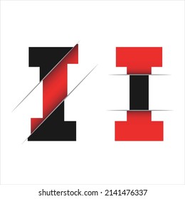 Initial Letter I logo design with cut off concept style design