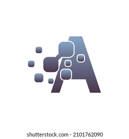 A Initial Letter Logo Design with Digital Pixels