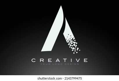 A Initial Letter Logo Design with Digital Pixels in Black and White Colors.