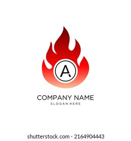 Initial Letter A logo design with fire flame shape,design concept,creative symbol,icon business or corporate.