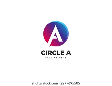 Initial A Letter Logo Design with Gradient Circle Shape. Alphabet vector element
