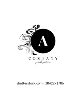 Un diseño de logotipo de carta inicial con un vector de textura de nube de tinta que fluye.