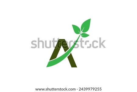 Initial Letter A Logo design with leaves. Pro Vector