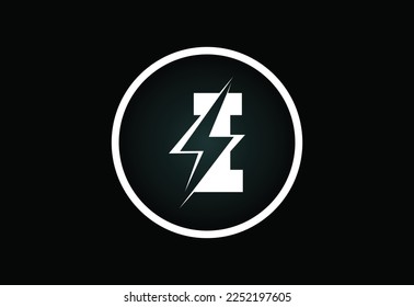Diseño inicial del logotipo de la letra I con perno de brillo. Vector de la letra del tornillo eléctrico 