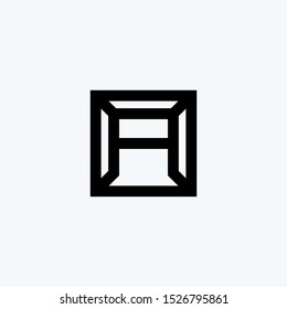 Initial letter A logo design, minimalist line art monogram square shape, icon symbol vector