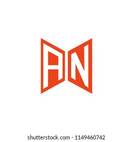 Initial Letter AN Logo Design red