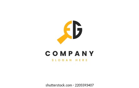 Initial Letter EG Logo Design. Initial EG with Search Icon Usable for Business and Company Branding Logos. Flat Vector Logo Design Template Element.