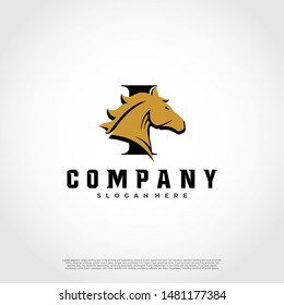 I Initial Letter Logo Design with silhouette horse.