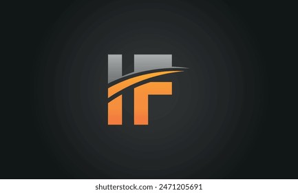 Letra inicial IF Logo Design con Swoosh. Diseño creativo y moderno del logotipo de IF sobre fondo negro.