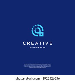 Letra inicial a tecnología de diseño de logotipo