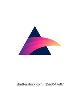 Initial Letter A logo design template. Material design, origami flat and line art style