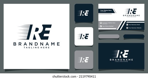 Initial Letter RE Logo Design Template Vector with business card design