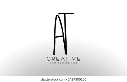 Initial letter AT logo design template