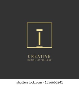 Initial letter i logo design vector dark concept with square element