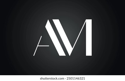 AM initial letter logo design. AM logo design vector in black background.