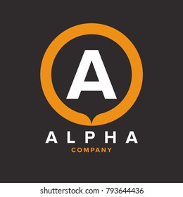 Initial A letter logo design vector template  with yellow circle