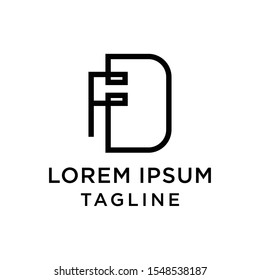 initial letter logo DF, FD logo template