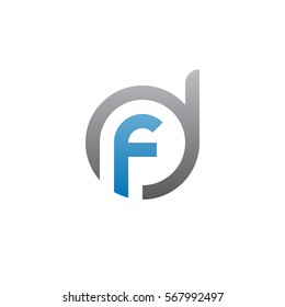 initial letter logo df, fd, f inside d rounded lowercase blue gray