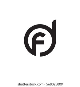 initial letter logo df, fd, f inside d rounded lowercase black monogram