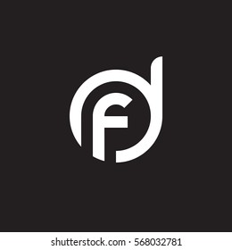 initial letter logo df, fd, f inside d rounded lowercase white black background