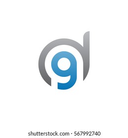 initial letter logo dg, gd, g inside d rounded lowercase blue gray