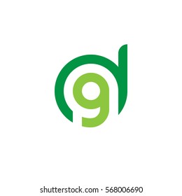 initial letter logo dg, gd, g inside d rounded lowercase green flat