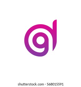 initial letter logo dg, gd, g inside d rounded lowercase purple pink