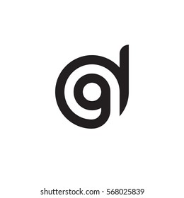 initial letter logo dg, gd, g inside d rounded lowercase black monogram