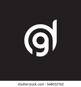 initial letter logo dg, gd, g inside d rounded lowercase white black background