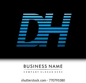 initial letter logo DH colored blue with striped compotition, Vector logo design template elements for your business or company identity
