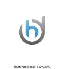 initial letter logo dh, hd, h inside d rounded lowercase blue gray