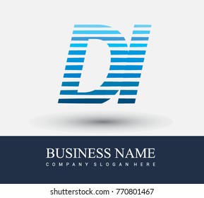 initial letter logo DI colored blue with striped compotition, Vector logo design template elements for your business or company identity
